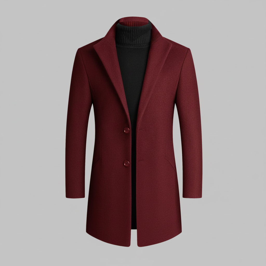 Men's Long Overcoat | Notched Lapel Winter Coat 7