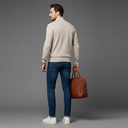 Men's Black Half-Zip Jumper | Slim Fit Knitwear