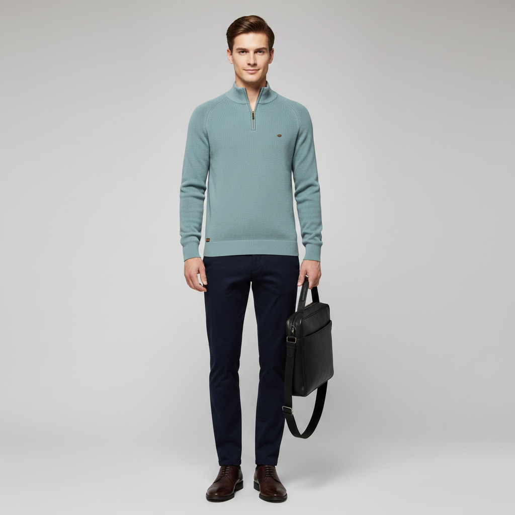 Men's Black Half-Zip Jumper | Slim Fit Knitwear 1