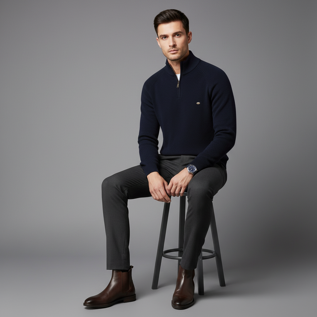 Men's Black Half-Zip Jumper | Slim Fit Knitwear 3