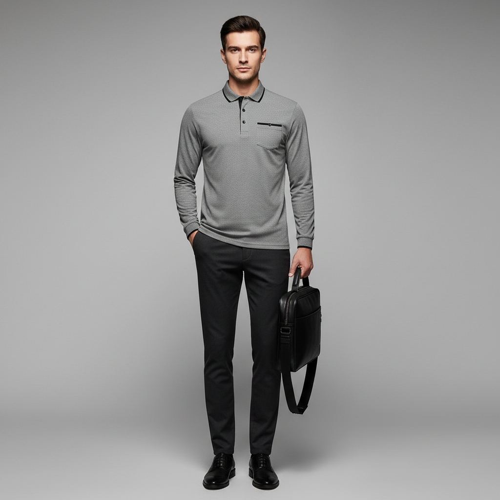 Men's Classic Fit Long Sleeve Polo Shirt | Casual Wear 1
