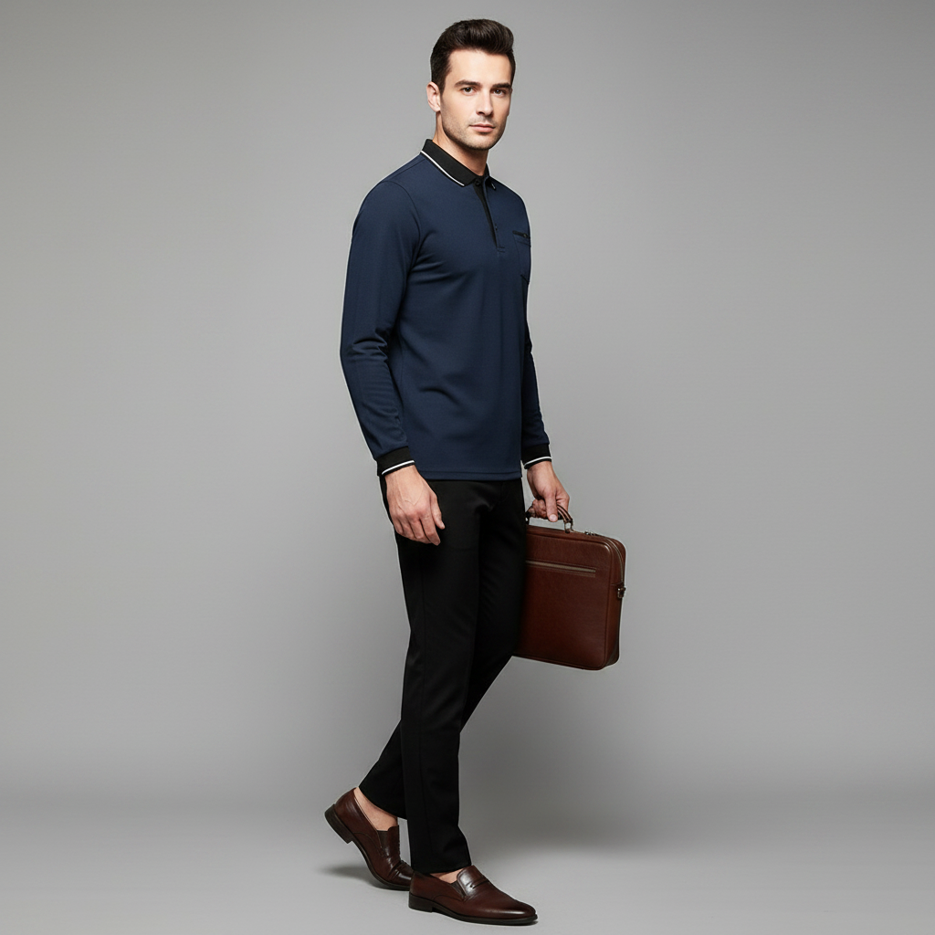 Men's Classic Fit Long Sleeve Polo Shirt | Casual Wear 4
