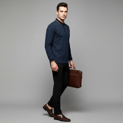 Men's Classic Fit Long Sleeve Polo Shirt | Casual Wear 4