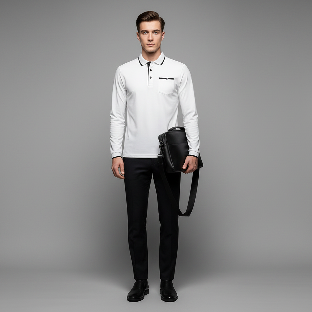 Men's Classic Fit Long Sleeve Polo Shirt | Casual Wear 5