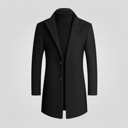Men's Long Overcoat | Notched Lapel Winter Coat 0