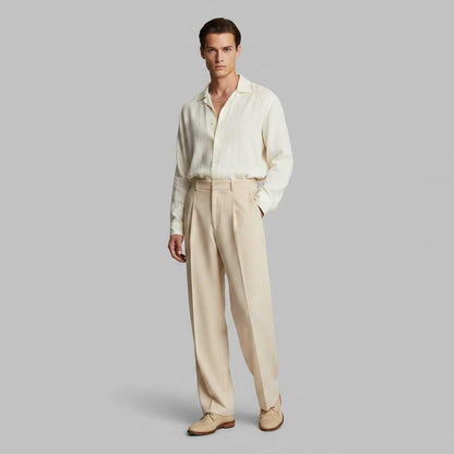 Men's Pleated Trousers | Straight Fit Formal Pants 3