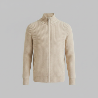 Men's Slim Fit Zip Cardigan | Ribbed Knit Fashion 0