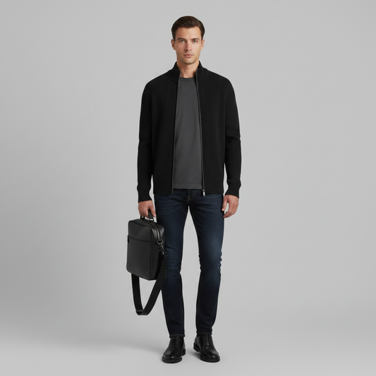 Men's Slim Fit Zip Cardigan | Ribbed Knit Fashion 2