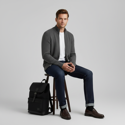 Men's Slim Fit Zip Cardigan | Ribbed Knit Fashion 3