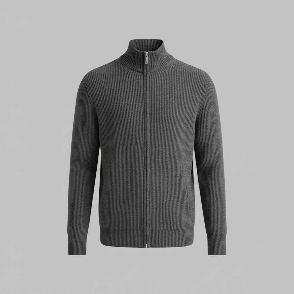 Men's Slim Fit Zip Cardigan | Ribbed Knit Fashion 6