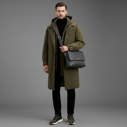 Men's Waterproof Puffer Trench Coat | Long Hooded Jacket 2